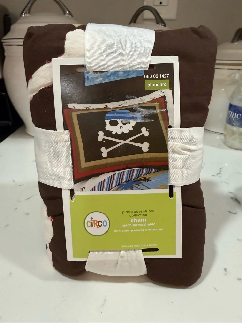 Circo Brown Pillow Sham with Multicolor Pirate Skull Accent